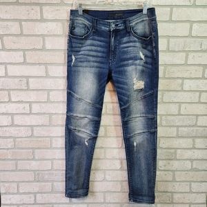 Kancan Womens Double Patched Distressed Holy Denim Jeans Size W 11 29